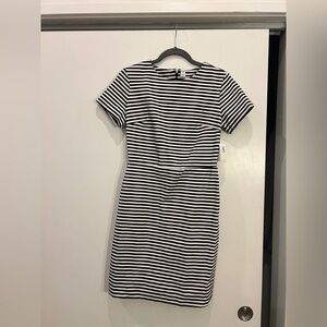 Old Navy Black and White Striped Professional Dress